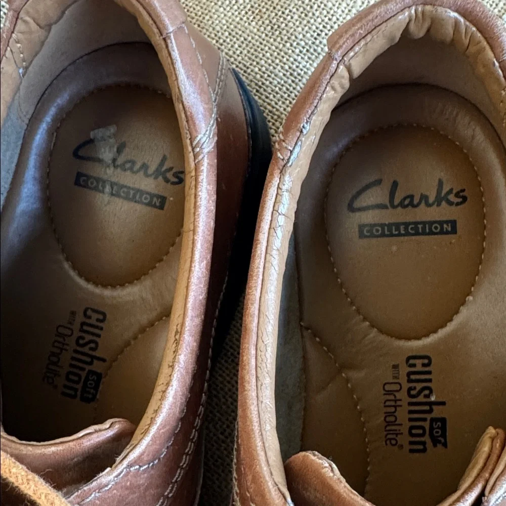 Mens career business, professional Clarks Tan Leather Oxfords Size 10 M
